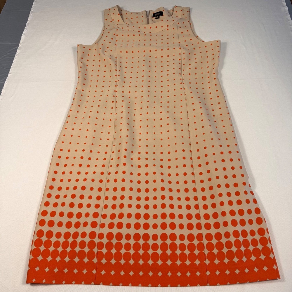 ILE New York Womens Orange Tan Polka‎ Dot Ombre Sheath Dress Size 16 Sleeveless - Picture 2 of 12